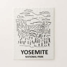 Yosemite Nationalpark Linjekonst Pussel