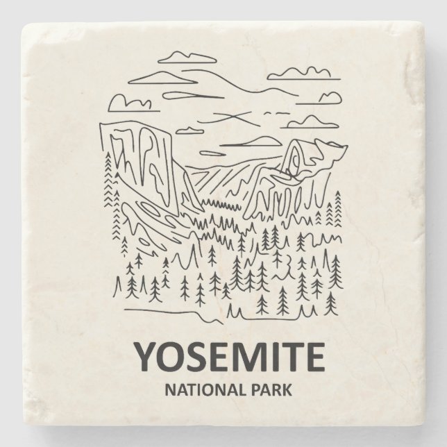 Yosemite Nationalpark Linjekonst Stenunderlägg (Framsidan)
