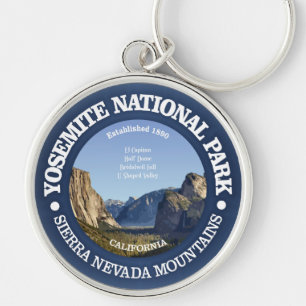 Yosemite nationalpark rund silverfärgad nyckelring