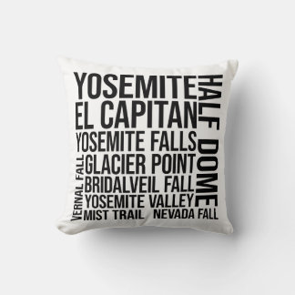 Yosemite nationalpark Typography Ord Art Kudde