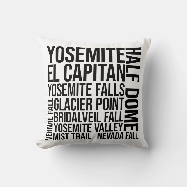 Yosemite nationalpark Typography Ord Art Kudde (Framsida)