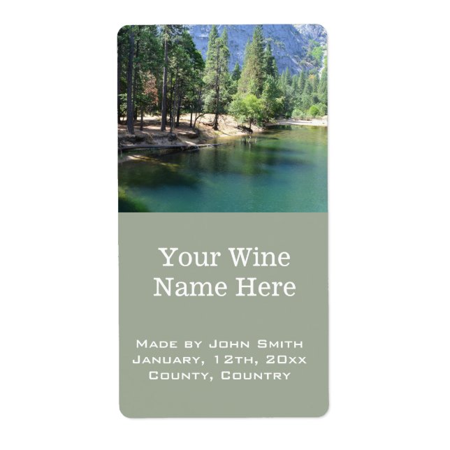 Yosemite nationalparkens landskap bild vin fraktsedel (Framsidan)