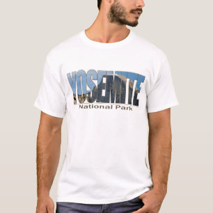 Yosemite nationalparktext med den halva kupolen tee shirt