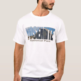 Yosemite nationalparktext med den halva kupolen tee shirt