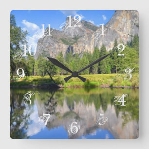 Yosemite reflexion fyrkantig klocka