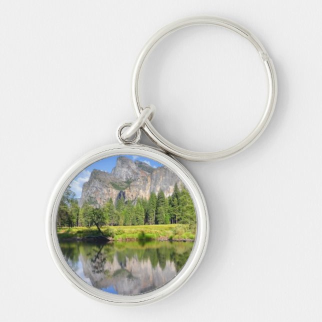 Yosemite reflexion rund silverfärgad nyckelring (Framsidan)