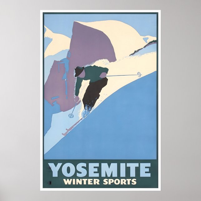 Yosemite Ski Poster National Park Print Travel Art (Framsidan)