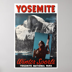 Yosemite skidposter Resa Konst Vintage Sport Poster