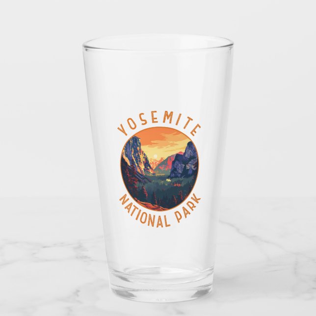 Yosemite Sunset National Park Retro Distress Glaskopp (Framsida)