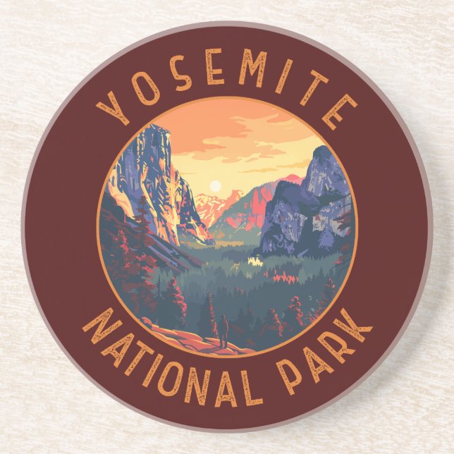 Yosemite Sunset National Park Retro Distress Underlägg (Framsidan)