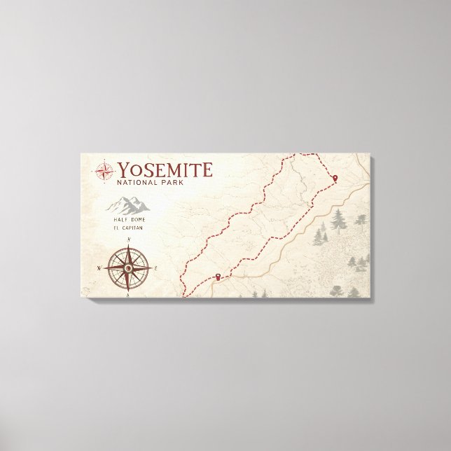 Yosemite Trail Karttryck Canvastryck (Framsida)