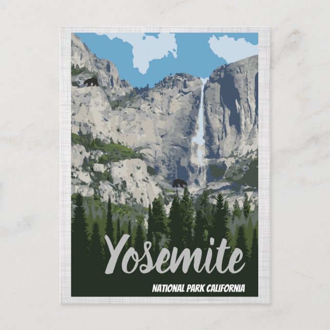 Yosemite Travel Poster National Park-vykort Vykort (Framsida)