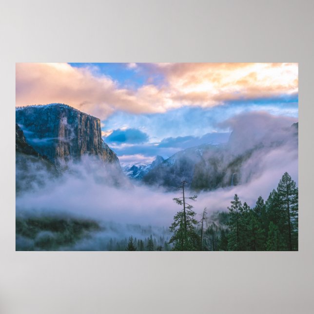 Yosemite Tunnel View med dimma Poster (Framsidan)