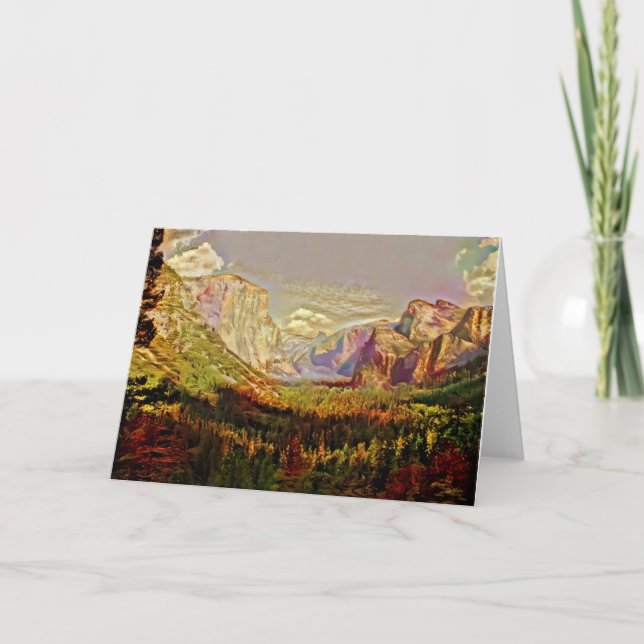 Yosemite Valley Artsy Note Card Kort (Framsida)