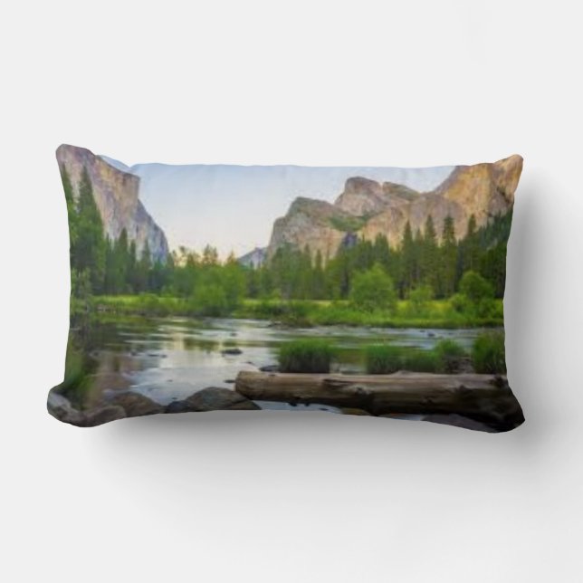 Yosemite Valley Berg Flod Kuddöverdrag Lumbarkudde (Framsida)
