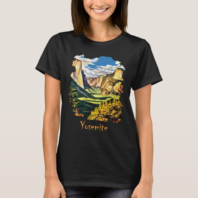 Yosemite Valley Berg Natur Resa T Shirt (Framsida)