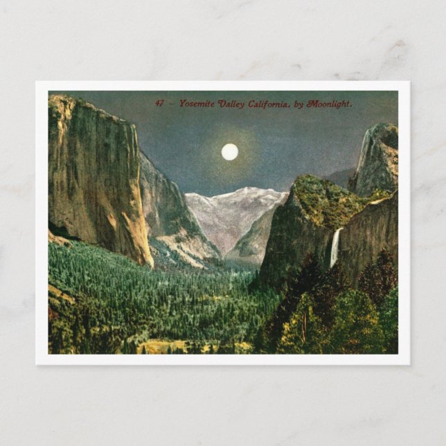 Yosemite Valley från Moonlight 1910-talet Vykort (Framsida)