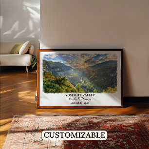 Yosemite Valley Kalifornien Affisch, Akvarell Poster