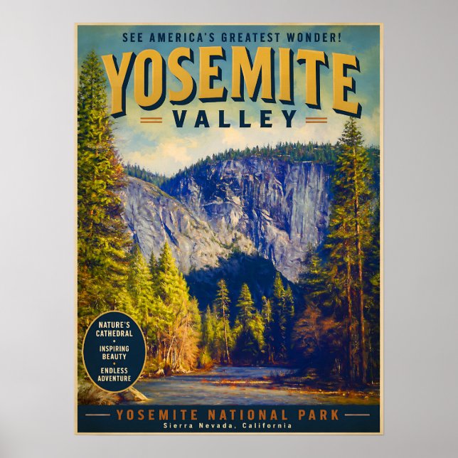 Yosemite Valley Reseskylt Poster (Framsidan)