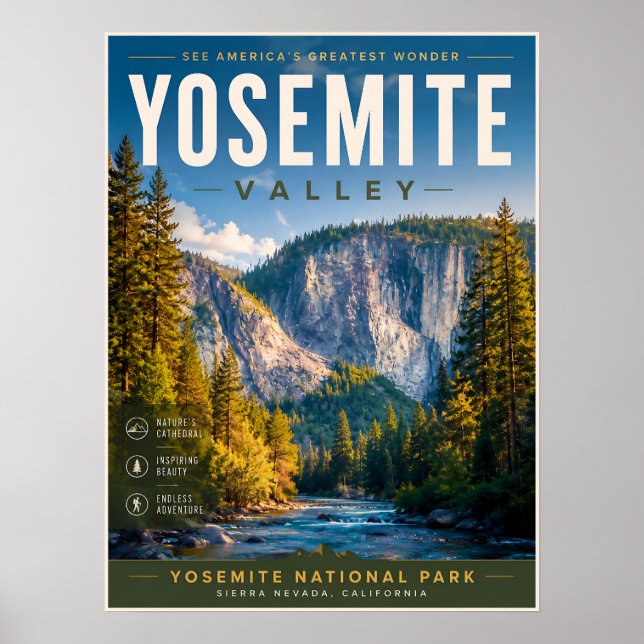 Yosemite Valley Resoraffisch Poster (Framsidan)