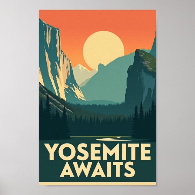 Yosemite väntar - Retro reseaffisch Poster (Framsidan)