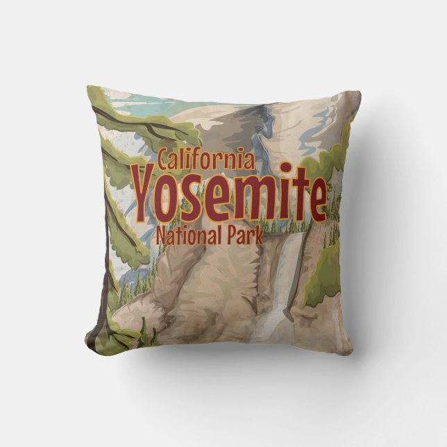 Yosemite Vintage Affisch Kudde (Framsida)