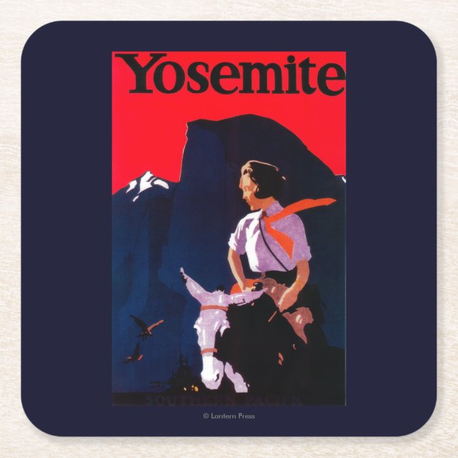 Yosemite vintage PosterYosemite, CA Underlägg Papper Kvadrat (Framsidan)