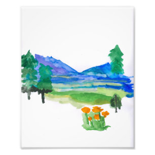 Yosemite Watercolor Skriv ut Fototryck