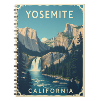 Yosemite Waterfall California Vintage Retro Anteckningsbok