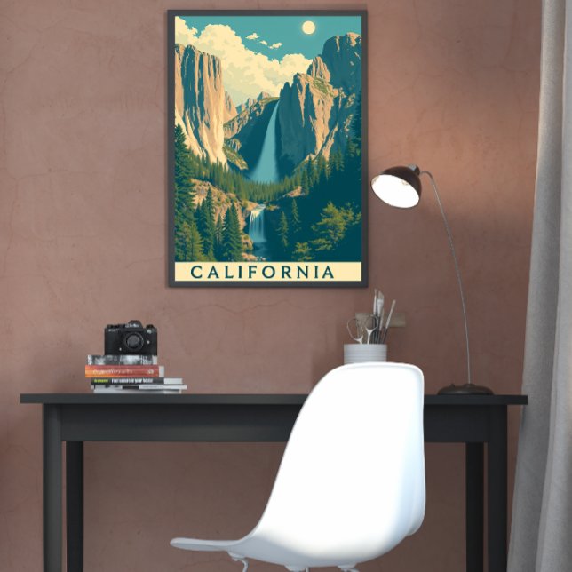 Yosemite Waterfall Vintage Retro Poster (Skapare uppladdad)
