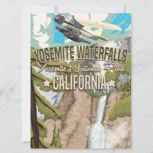 Yosemite Waterfalls vintage resor poster Inbjudningar