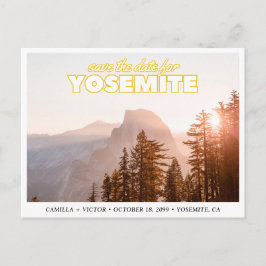 Yosemite Wedding Save the Date Retro Postcard Vykort