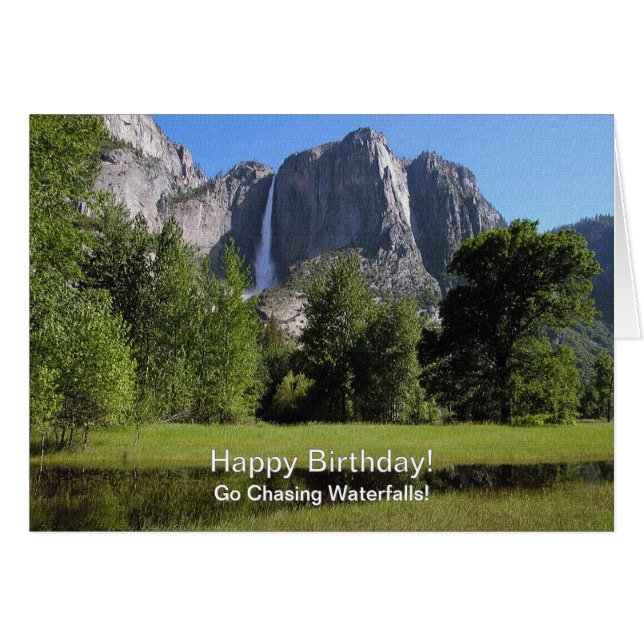 Yosemitefallen Kalifornien Födelsedag OBS Kort (Framsidan Horizontal)