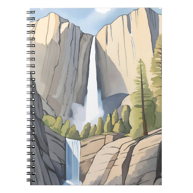 Yosemitefallen | Nationalpark akvarell Anteckningsbok (Framsidan)