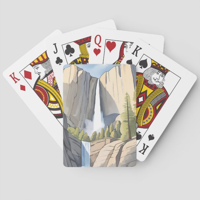 Yosemitefallen | Nationalpark akvarell Casinokort (Baksidan)