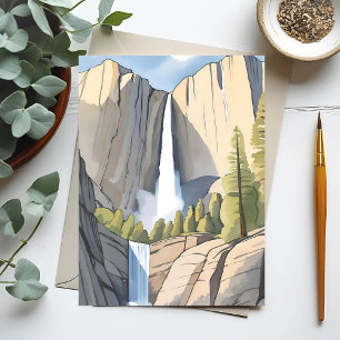 Yosemitefallen Nationalpark akvarell Vykort