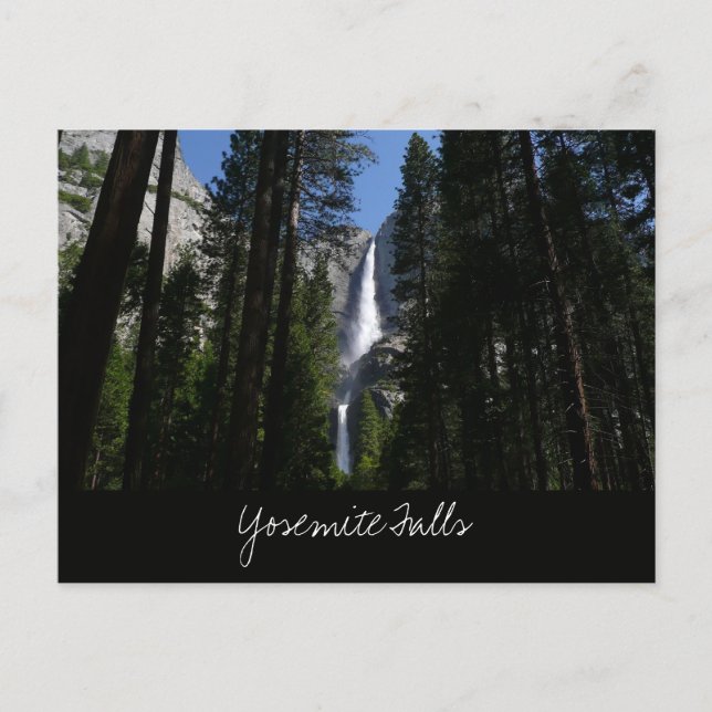 Yosemitefallen och skogen vykort (Framsida)