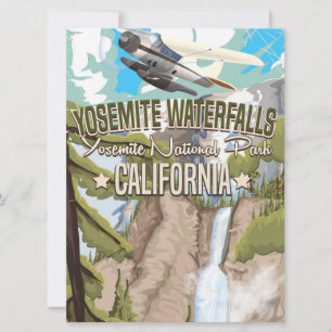 Yosemitefallen vintage resemålning affisch inbjudningar