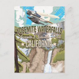 Yosemitefallen vintage resemålning affisch vykort