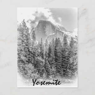 Yosemitets halvdomän i vinter med Yosemite Text Vykort