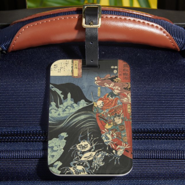 Yoshitsune vs. Taira-åndarna: Japansk Ukiyo-e Bagagebricka (Framsida Insitu 2)