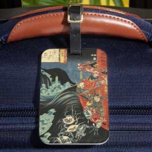 Yoshitsune vs. Taira Spöken: Japanska Ukiyo-e Bagagebricka