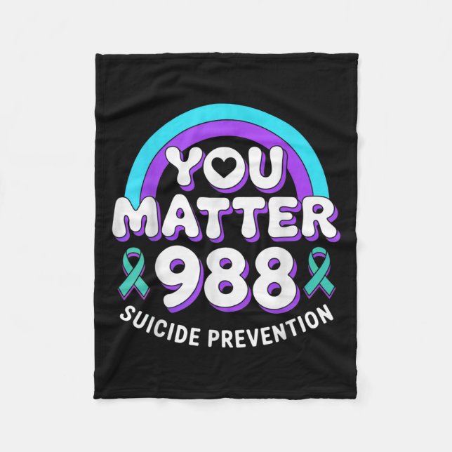 You 988 Suicide Prevention Awareness Rainbow Ribbo Fleecefilt (Framsidan)
