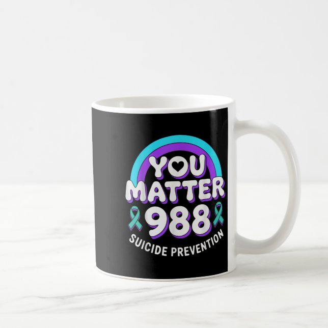 You 988 Suicide Prevention Awareness Rainbow Ribbo Kaffemugg (Höger)