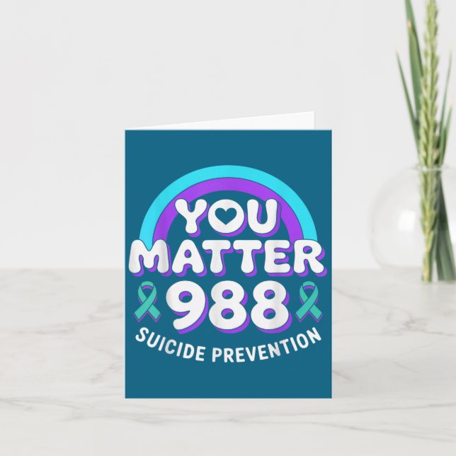 You 988 Suicide Prevention Awareness Rainbow Ribbo Kort (Framsida)