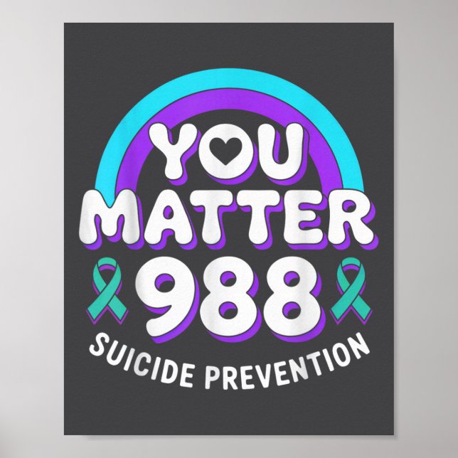 You 988 Suicide Prevention Awareness Rainbow Ribbo Poster (Framsidan)