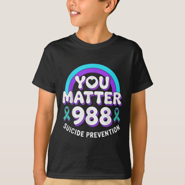 You 988 Suicide Prevention Awareness Rainbow Ribbo T Shirt (Framsida)