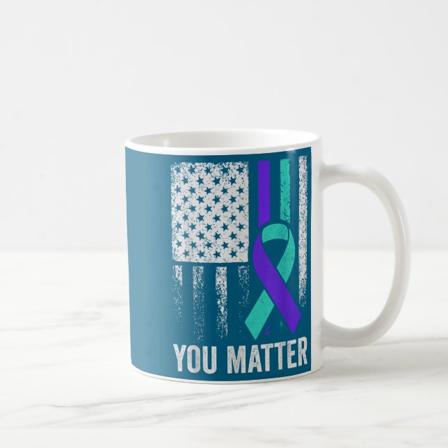 You American Flag Teal Purple Men Mental Health  Kaffemugg (Höger)