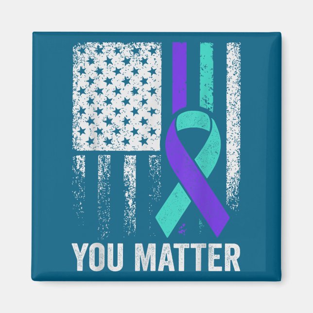 You American Flag Teal Purple Men Mental Health  Magnet (Framsidan)