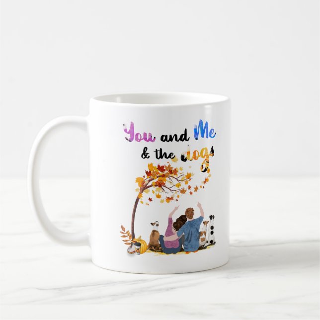 You And Me And The Dogs Gifts For Couple Dog Lover Kaffemugg (Vänster)